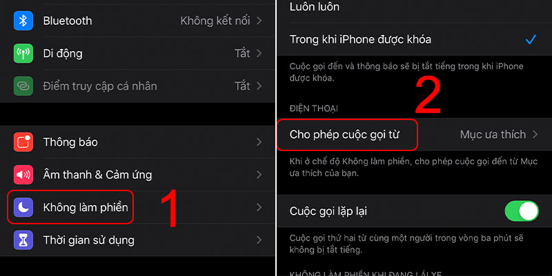 Chọn Cho phép cuộc gọi từ